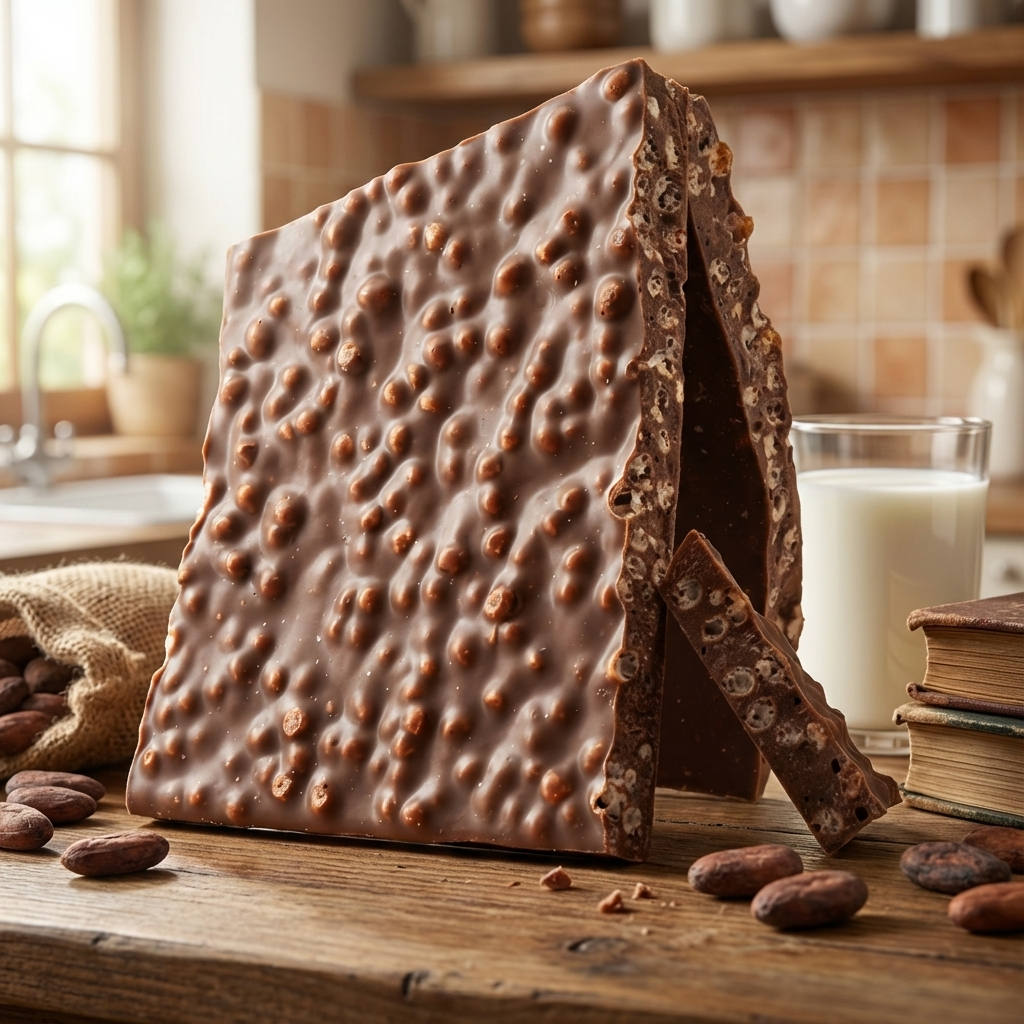 Milk chocolate broken bars with puffed rice