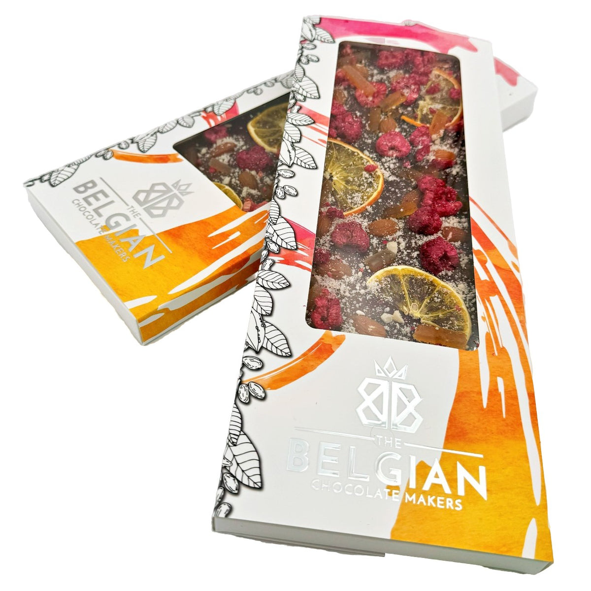 Fantasy dark chocolate bar 550 grs with raspberries, oranges and almonds