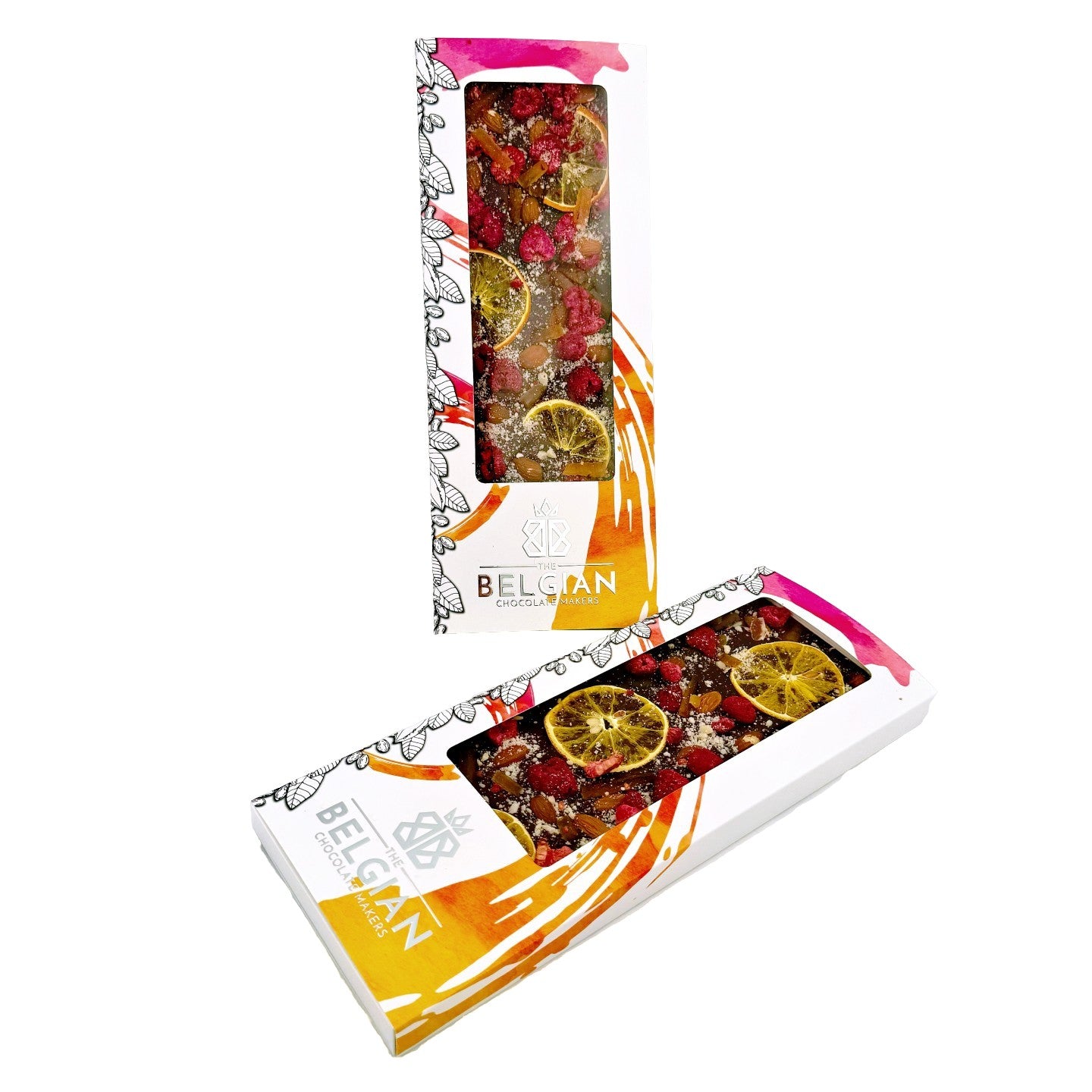 Fantasy dark chocolate bar 550 grs with raspberries, oranges and almonds