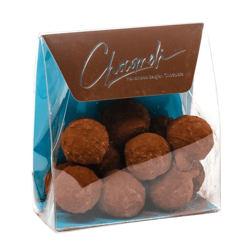 Pouch of Belgian truffles with cacao coating