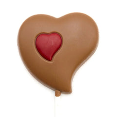 Heart lollipop milk chocolate (red) 25 grs