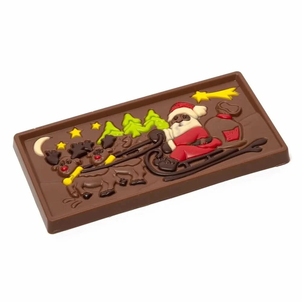 Santa Claus on a sledge milk chocolate bar - The Belgian Chocolate Makers